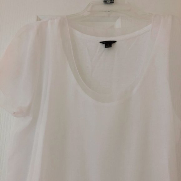 Ann Taylor white & sheer short sleeve blouse - Picture 4 of 7